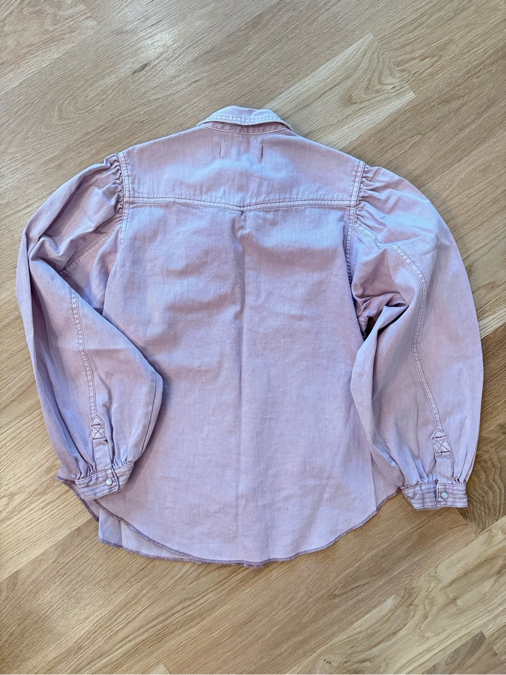 We the Free “with love” denim top in WASHED LAVENDER - Picture 5 of 5